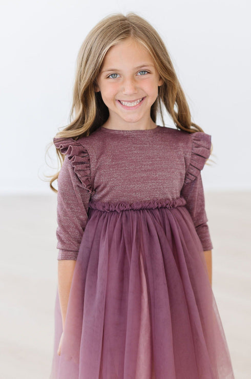 mauve-shimmer-3-4-sleeve-tutu-dress Mila & Rose - Sophia's Style-5